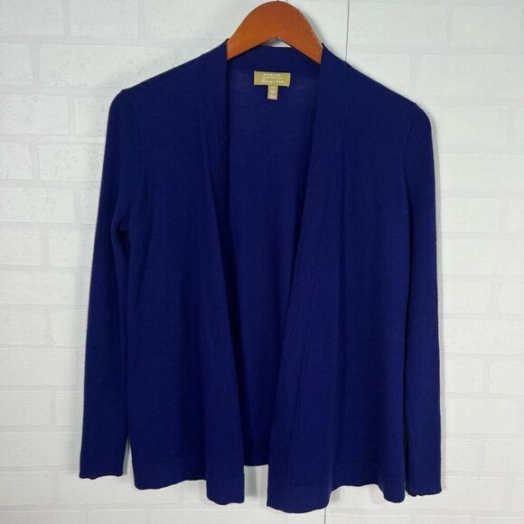 Charter Club Womens Cardigan size Small Petite Merino Wool Blue - Picture 1 of 11